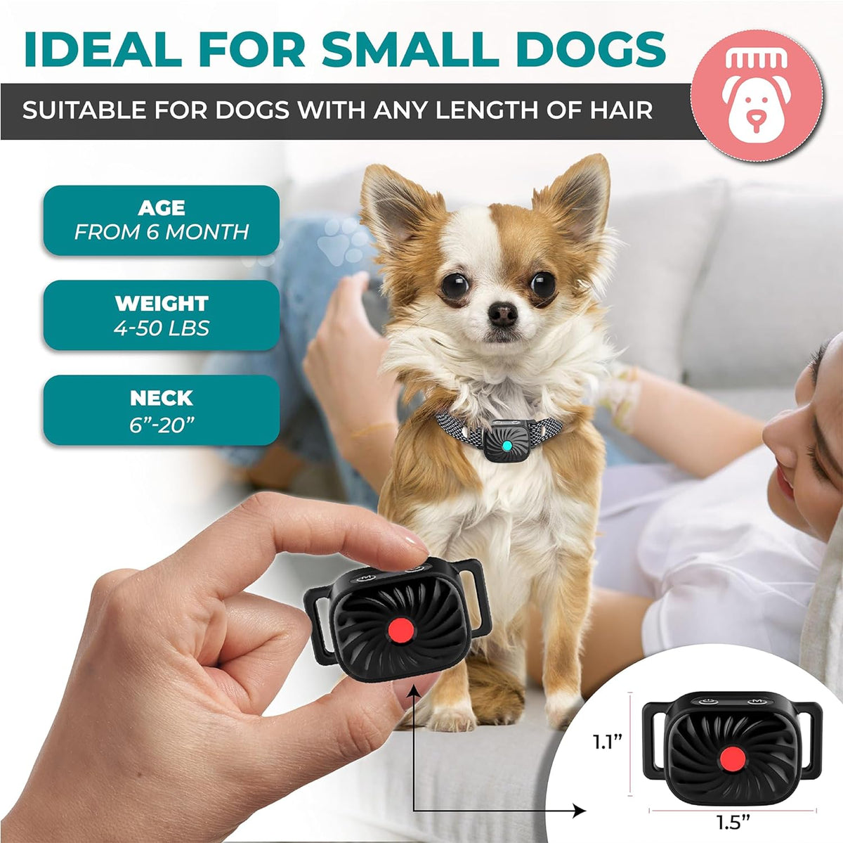 Antibell Neck Band For Small Dogs With Tones And Vibrations | Fioriscas