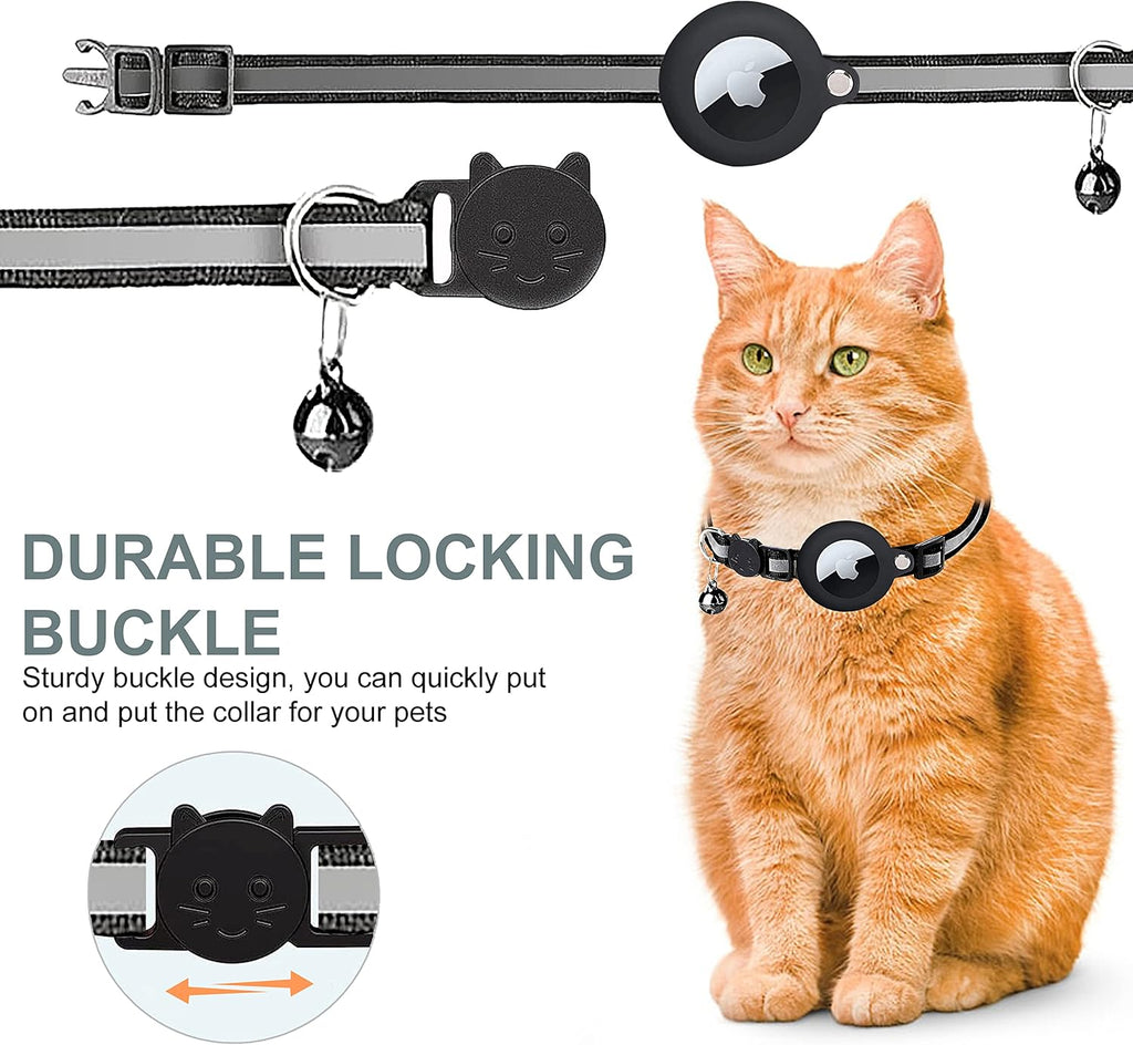 Collier pour chat avec support de traceur GPS, réfléchissant et à ouverture rapide