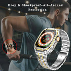 Nerezový ocelový pásek a pouzdro Alera pro Apple Watch, vše v jednom