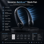 AeroLux Neck Fan Bladeless With Rechargeable USB C Wearable Cooling