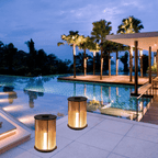 Marinell Ribbed-Glass Outdoor Lantern, Solar Or Electric, Waterproof