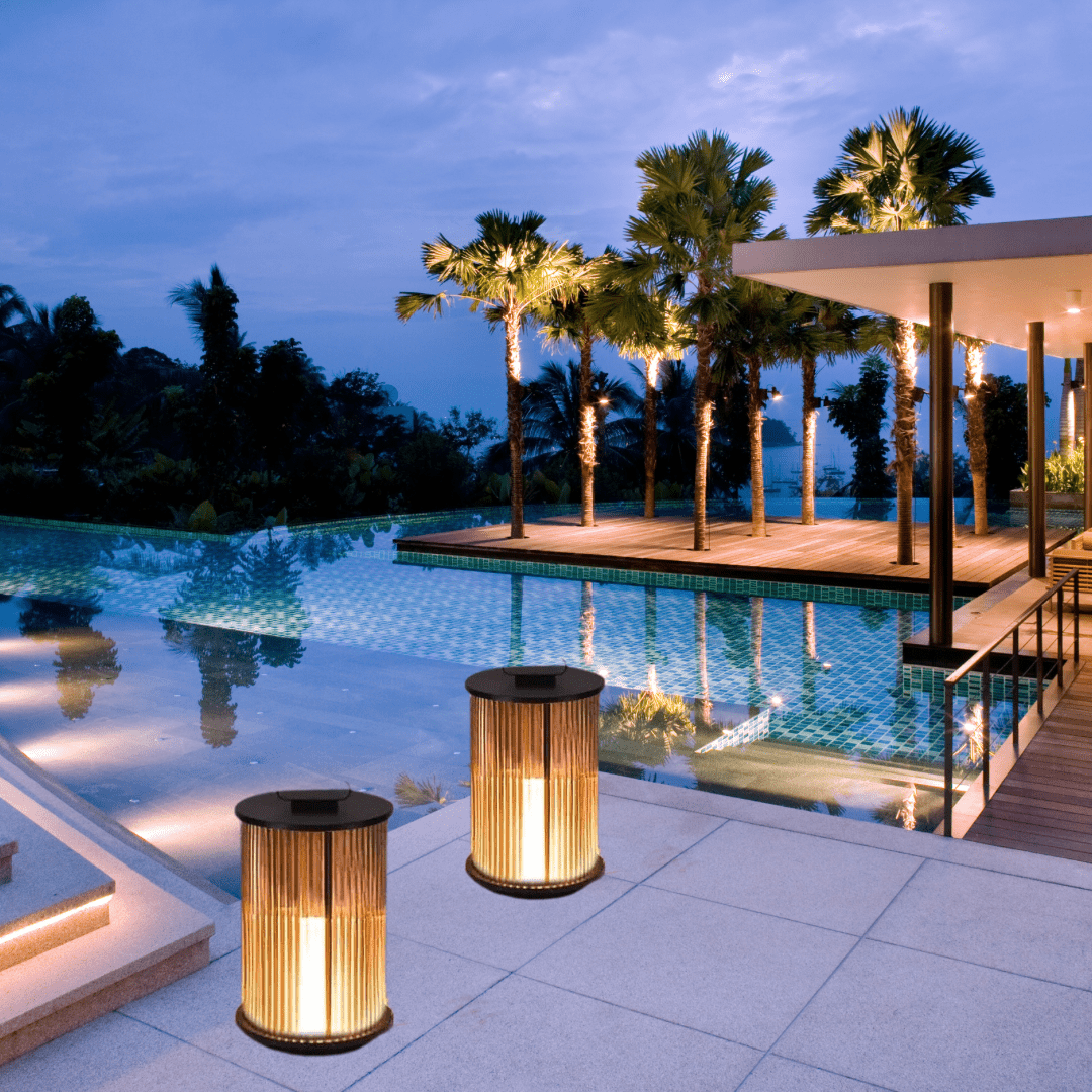 Marinell Ribbed-Glass Outdoor Lantern, Solar Or Electric, Waterproof