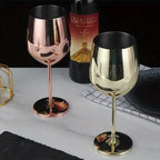 Wine Glasses in Mirror-Polished Stainless Steel, Shatterproof Set