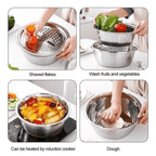 Ensemble de bassines en acier inoxydable fabriquées en Allemagne, trio de cuisine polyvalent | Fioriscas
