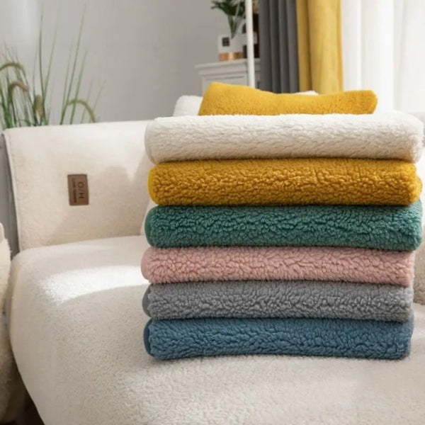 Housse de canapé imperméable en sherpa avec envers lavable antidérapant