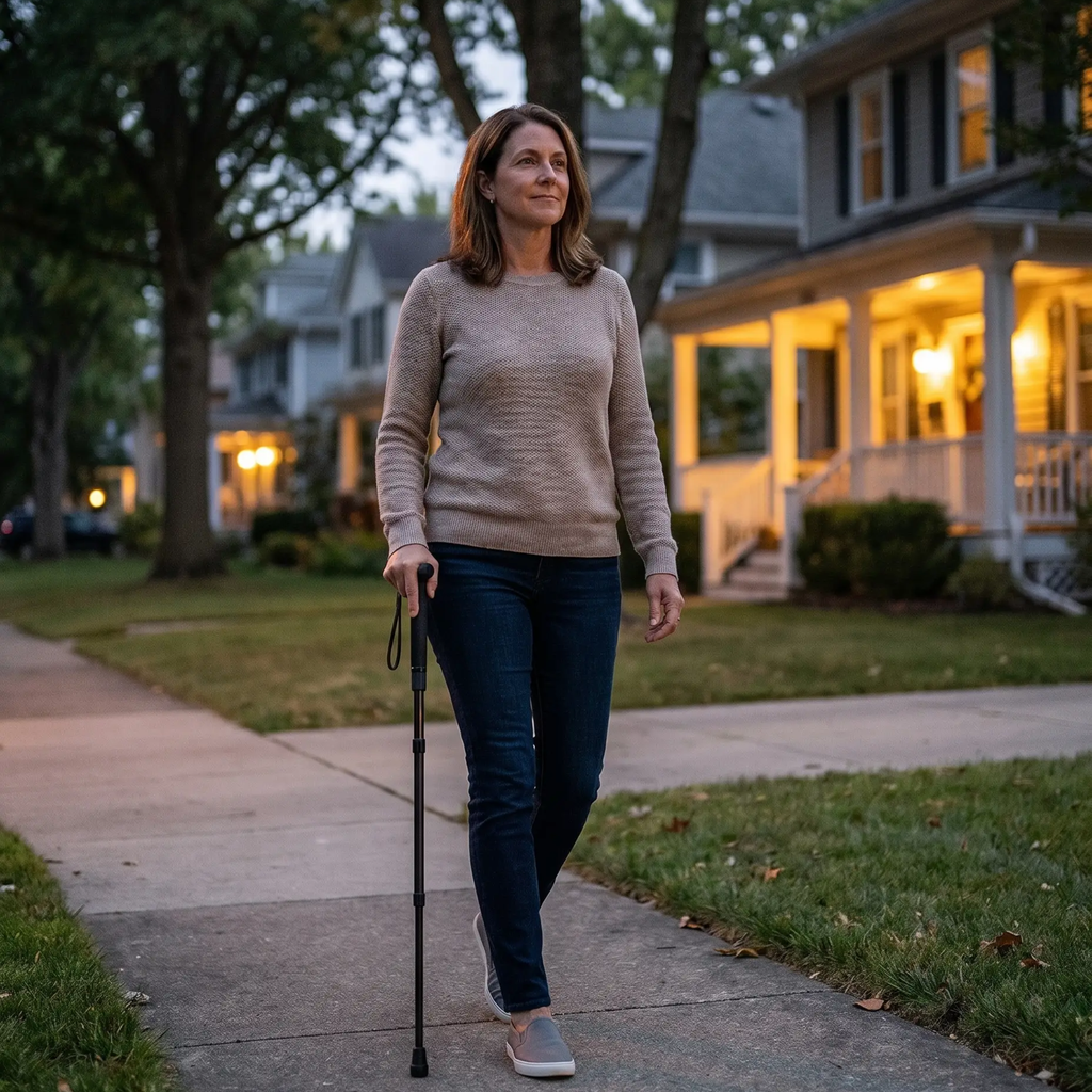 Automatic Self Defense Walking Stick with Stability Support