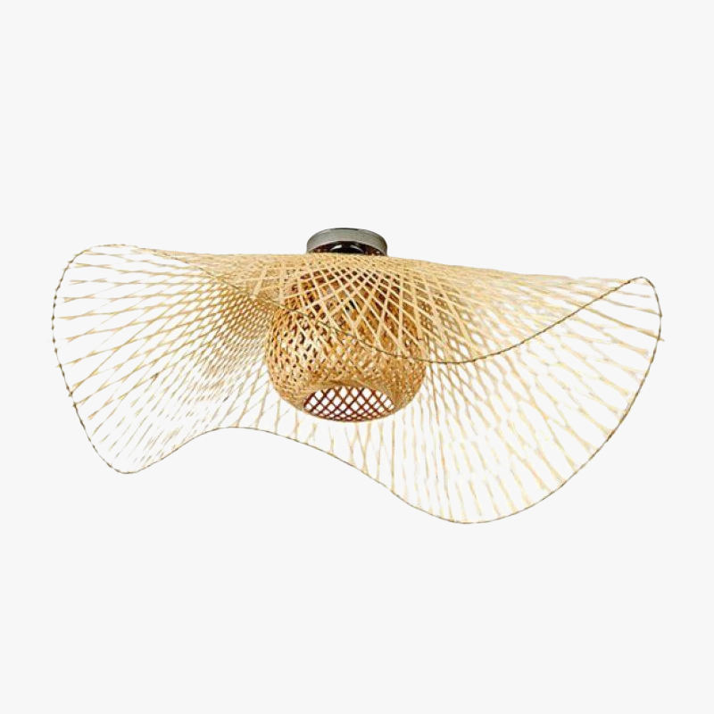Nokari-pendellampe i rattan, boho-inspireret af Japan med varmt lys