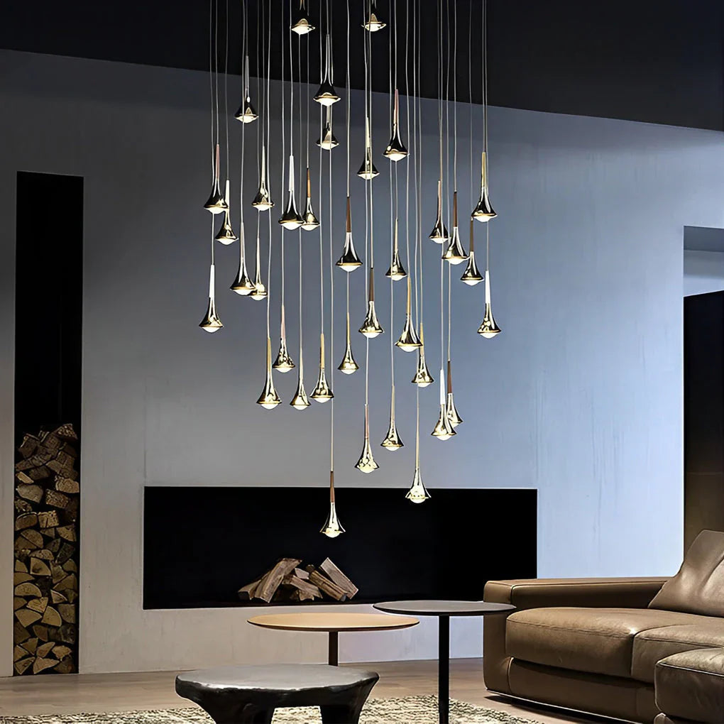 LumenAria Nordic Metal Pendant Light With A Water-Drop Silhouette For Stairs