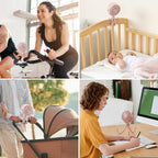 FlexGrip klemmeventilator til barnevogn, USB-genopladelig, fleksibelt stativbeslag