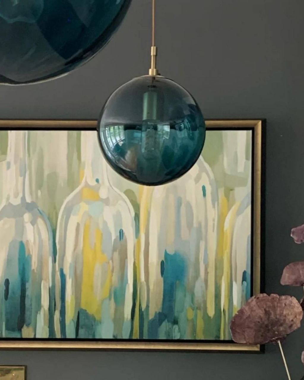 Lampada a sospensione VeraLux Vintage-Glow, vetro colorato, disponibile in sei colori