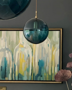 Lampada a sospensione VeraLux Vintage-Glow, vetro colorato, disponibile in sei colori