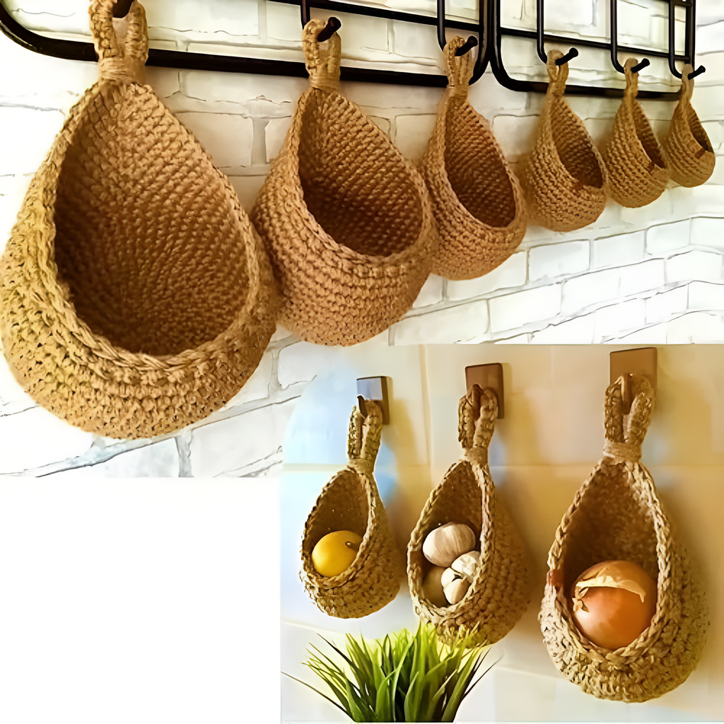 Hängekorb, handgewebte Jute, rustikales Boho-Wohndekor