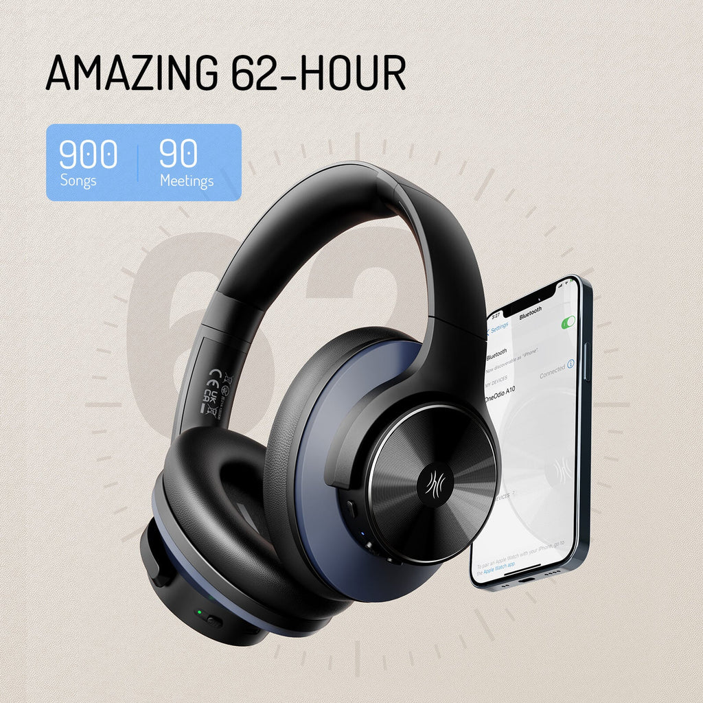Draadloze over-earhoofdtelefoon met hybride ruisonderdrukking en Bluetooth 5.0