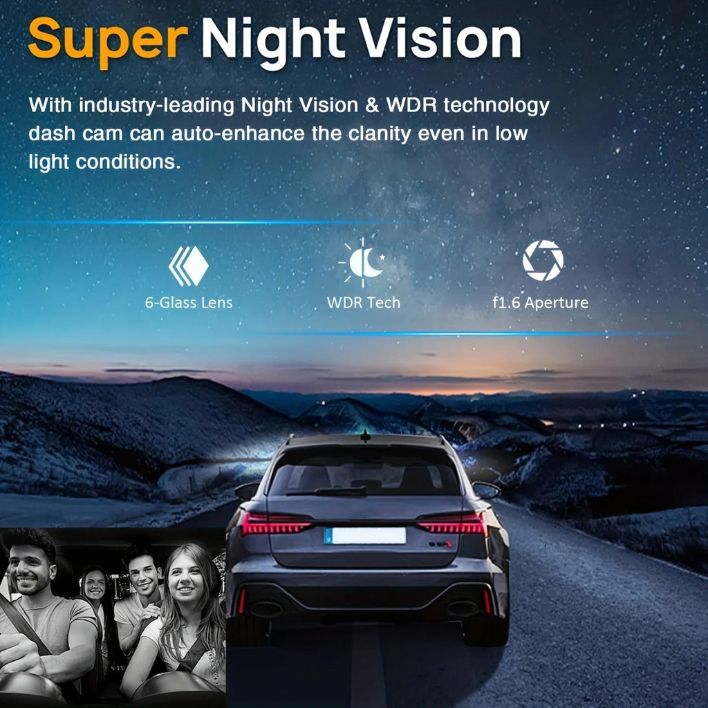 1080P-Dashcam mit zwei Objektiven und Front- sowie Innenraumansicht, NovaSight DuoCam
