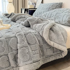 SnugLoom Coral Fleece Blanket, Reversible Heart & Letter Print