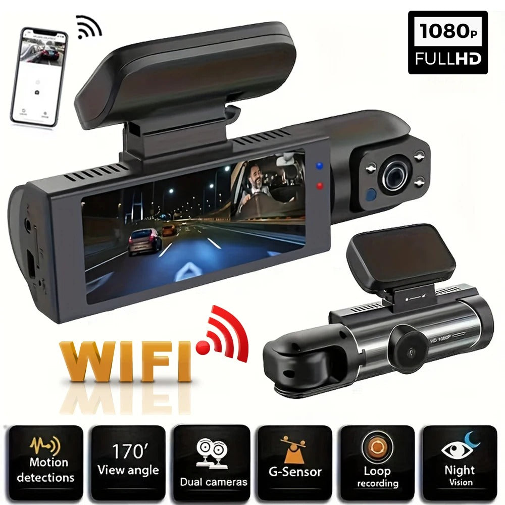 1080P-Dashcam mit zwei Objektiven und Front- sowie Innenraumansicht, NovaSight DuoCam