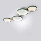 NovaLumen plafondlamp van metaal en hout, 3 tot 7 lampen, wit, grijs of groen