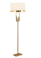 Aurelia Gold Floor Lamp in Art Deco Style, Fabric Shade & Remote