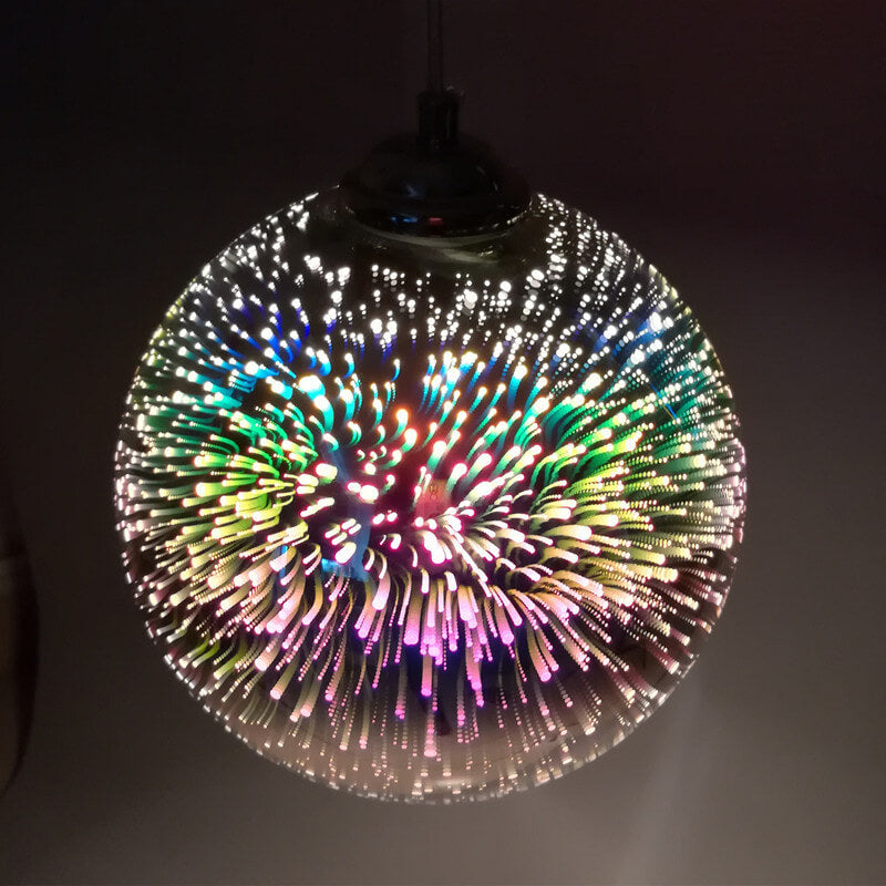 Prismora Glass Dome Pendant Light, Multicolor 3D Confetti Glass
