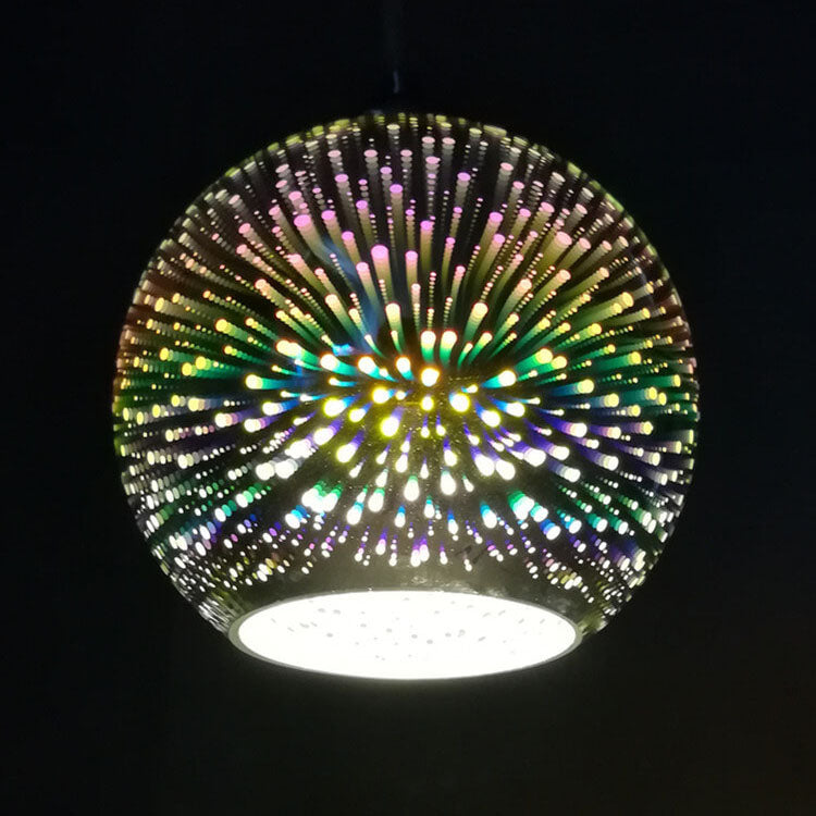 Prismora Glass Dome Pendant Light, Multicolor 3D Confetti Glass