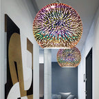 Prismora Glass Dome Pendant Light, Multicolor 3D Confetti Glass