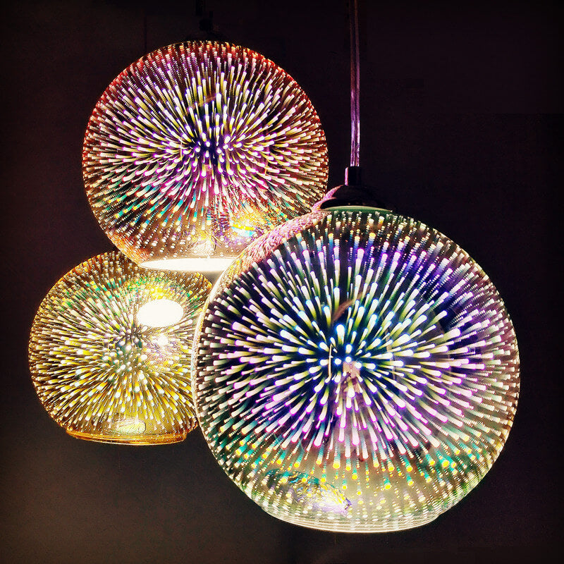 Prismora Glass Dome Pendant Light, Multicolor 3D Confetti Glass