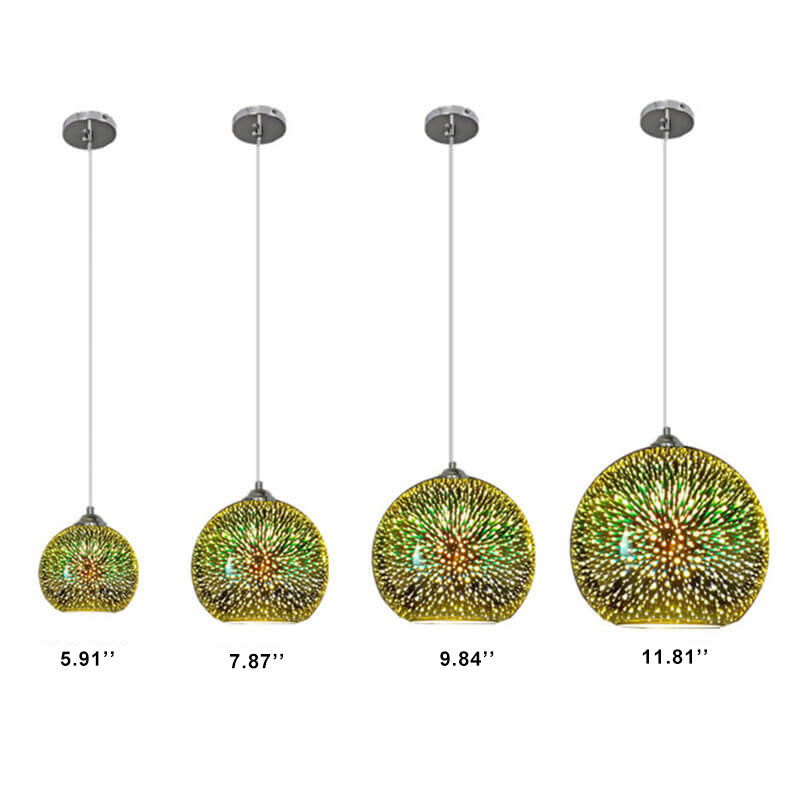 Prismora Glass Dome Pendant Light, Multicolor 3D Confetti Glass