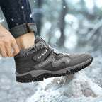 Waterproof Insulated Winter Boots, Unisex Lace-Up Fur Lining