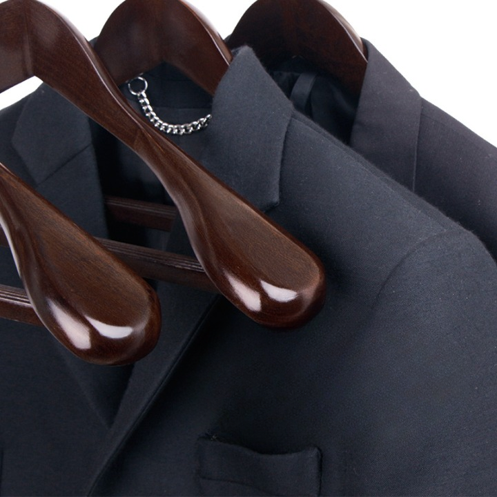 Solid Wood Clothes Hangers With Metal Hooks, Set of 4