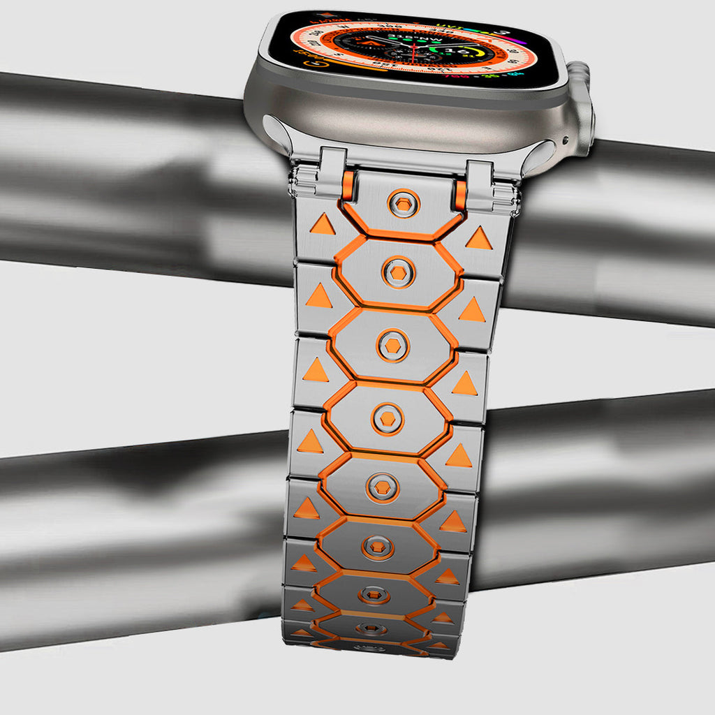 Vantira FusionX Titanium Apple Watch Band, Hexagonal Link Design