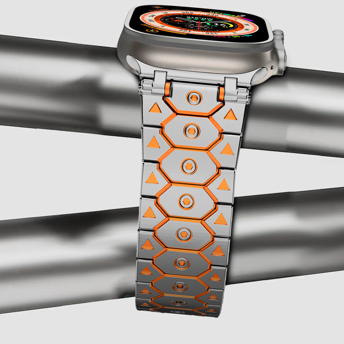 Vantira FusionX Titanium Apple Watch Band, Hexagonal Link Design