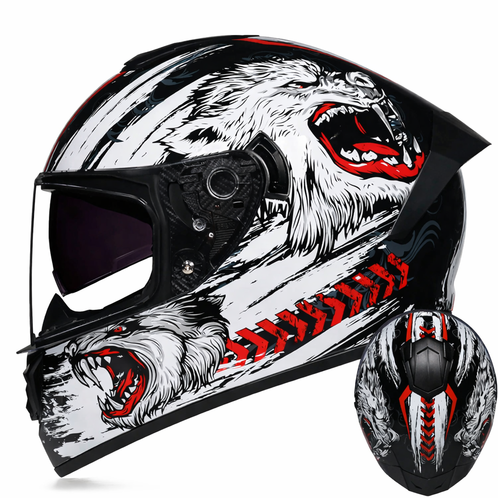 Capacete integral de motociclista com viseira dupla, certificado DOT, preparado para o inverno