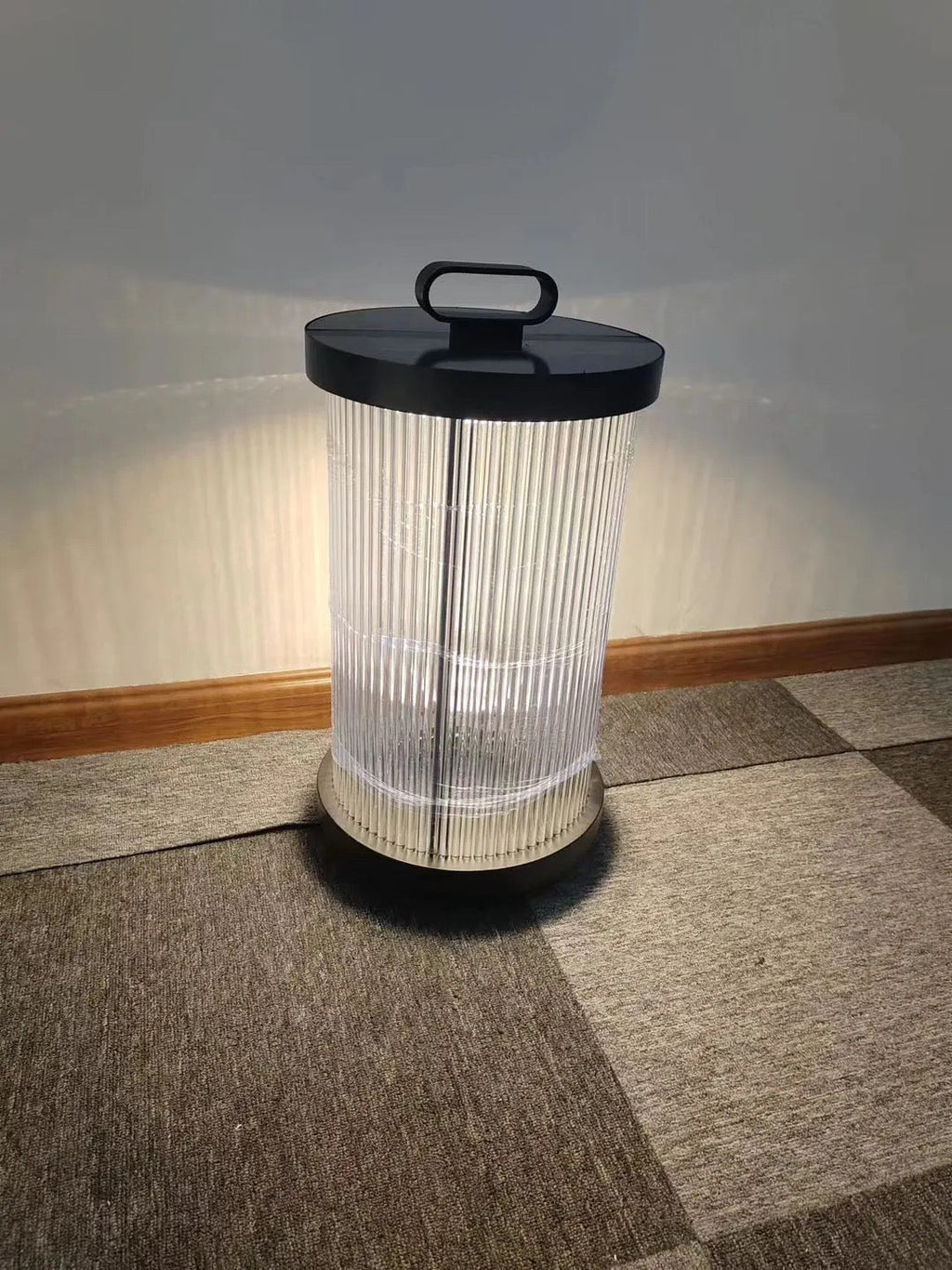 Marinell Ribbed-Glass Outdoor Lantern, Solar Or Electric, Waterproof
