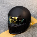 Retro motocyklová helma ve stylu pilota s tónovaným hledím, certifikace DOT a ECE