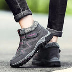 Waterproof Insulated Winter Boots, Unisex Lace-Up Fur Lining