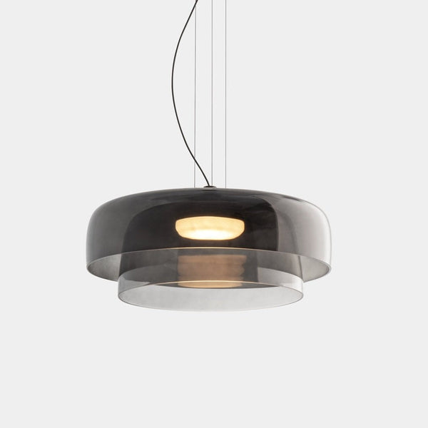 FjordLumen glazen hanglamp, warme ledgloed, ontwerp met meerdere niveaus