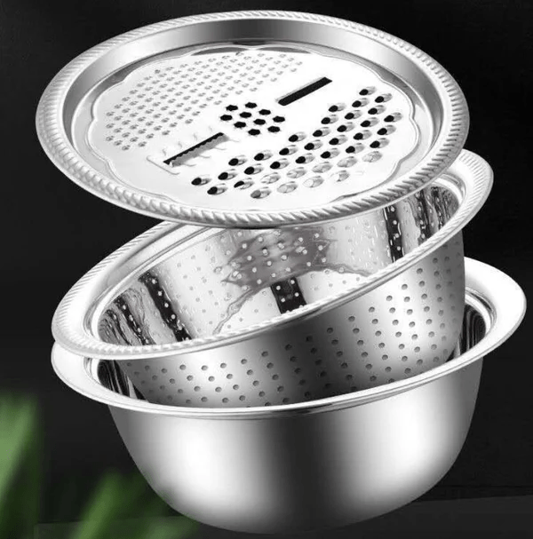Ensemble de bassines en acier inoxydable fabriquées en Allemagne, trio de cuisine polyvalent | Fioriscas