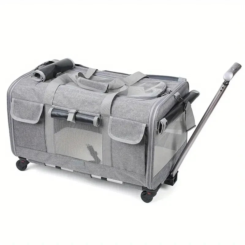 Sistema de viagem para animais de estimação extragrandes, portátil, com trolley destacável e transportadora | Fioriscas