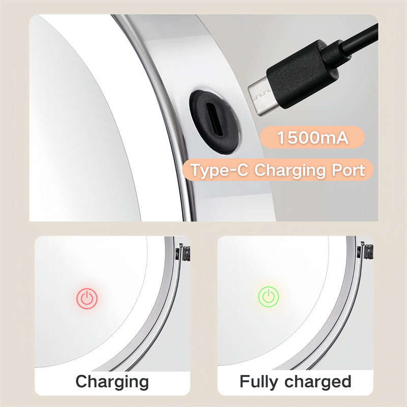 Luxa LED-scheerspiegel voor wandmontage, oplaadbaar, 3× of 10× vergroting