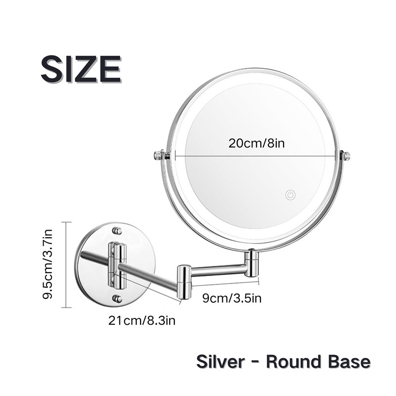 Luxa LED-scheerspiegel voor wandmontage, oplaadbaar, 3× of 10× vergroting