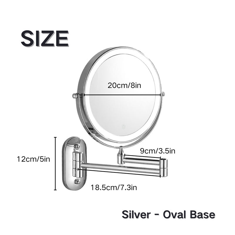 Luxa LED-scheerspiegel voor wandmontage, oplaadbaar, 3× of 10× vergroting