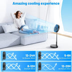 Portable Folding Floor Fan, 9-Inch Rechargeable With Remote Control