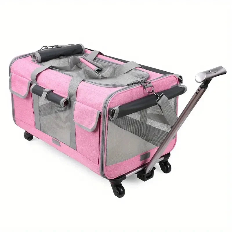 Sistema de viagem para animais de estimação extragrandes, portátil, com trolley destacável e transportadora | Fioriscas