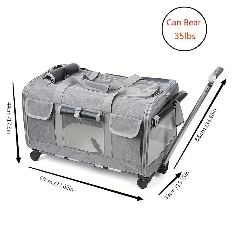 Sistema de viagem para animais de estimação extragrandes, portátil, com trolley destacável e transportadora | Fioriscas