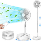 Portable Folding Floor Fan, 9-Inch Rechargeable With Remote Control