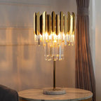 Elyra Crystal Accent Floor & Table Lamp, Modern Stainless Steel