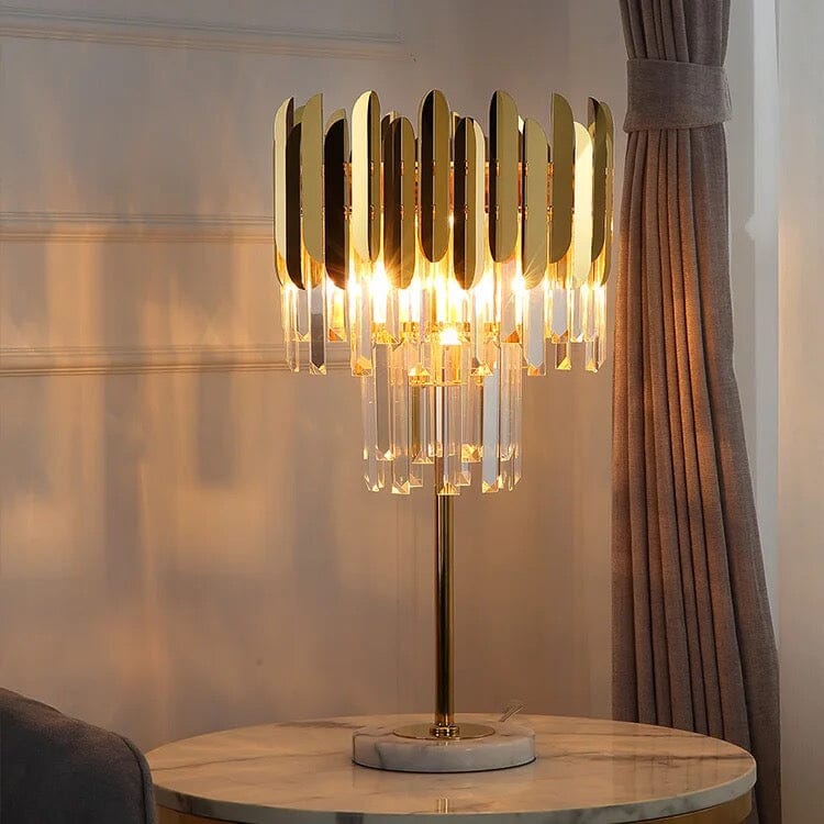 Elyra Crystal Accent Floor & Table Lamp, Modern Stainless Steel