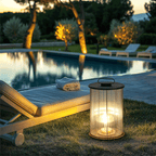 Marinell Ribbed-Glass Outdoor Lantern, Solar Or Electric, Waterproof