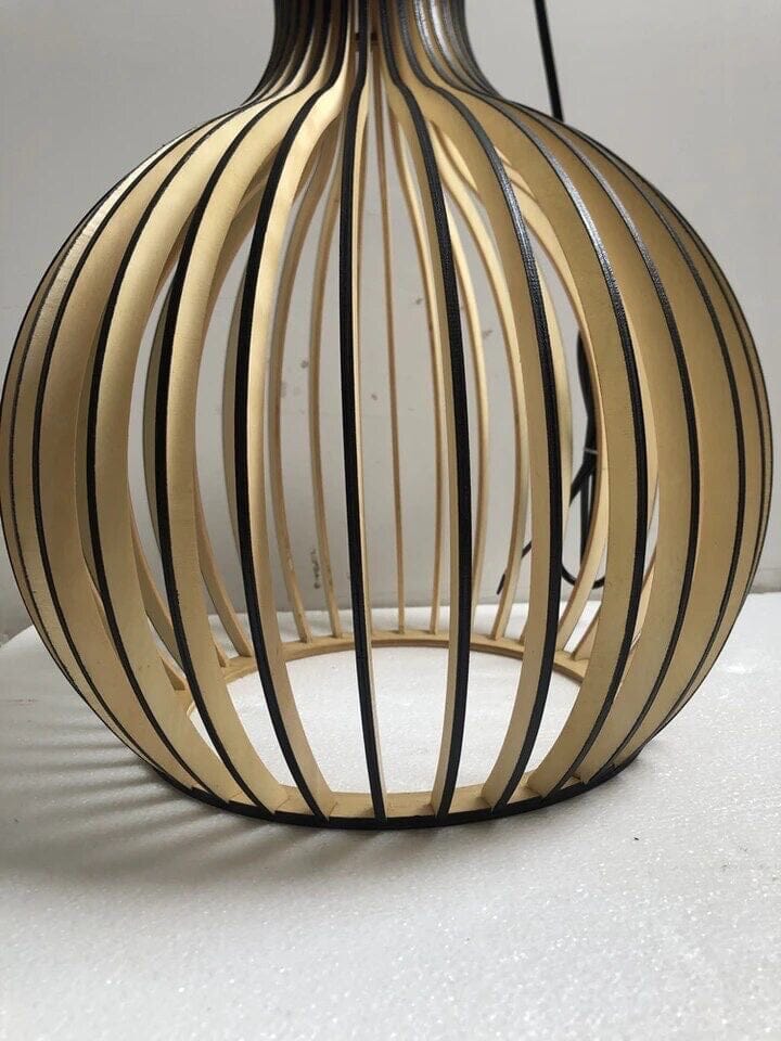 Nordhaven-bambuspendellampe med burdesign, justerbar ledning, 3 størrelser