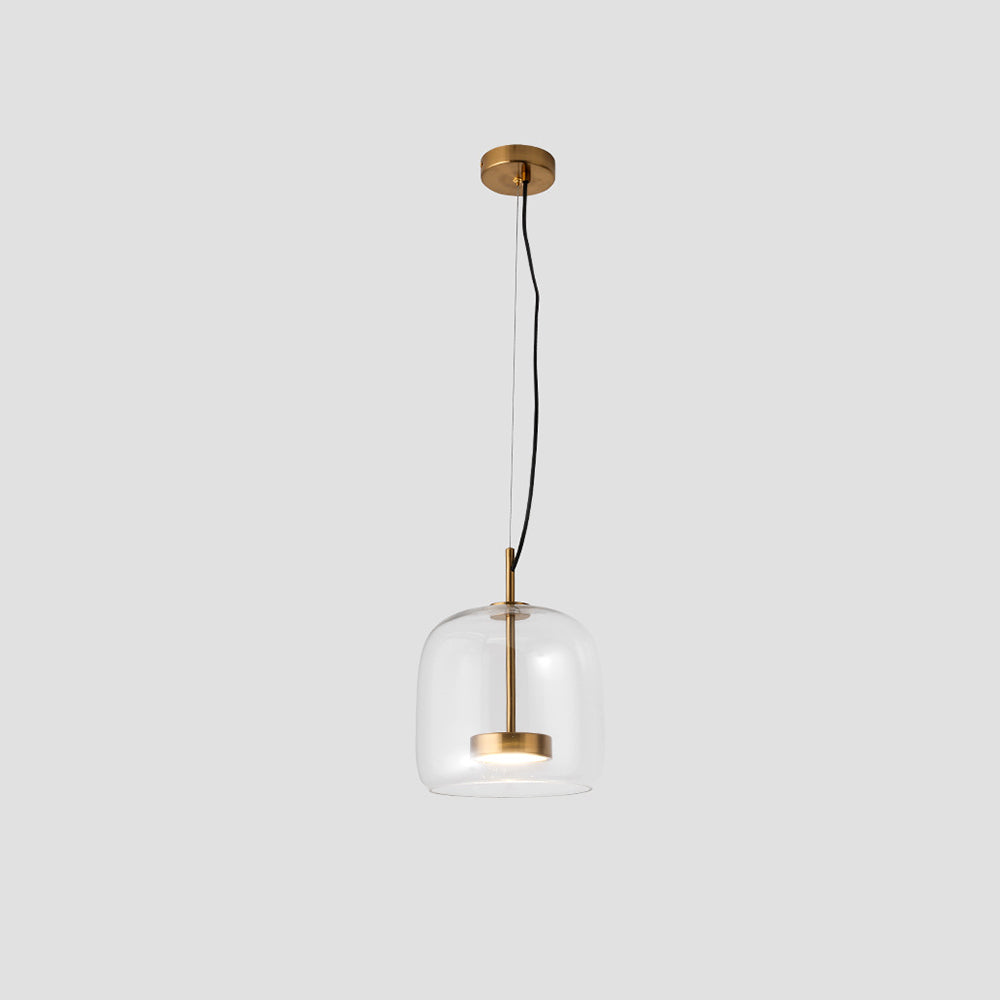 AuroraGold vintage-pendel lampe, gyldent metal, glasskærm, dæmpbar LED